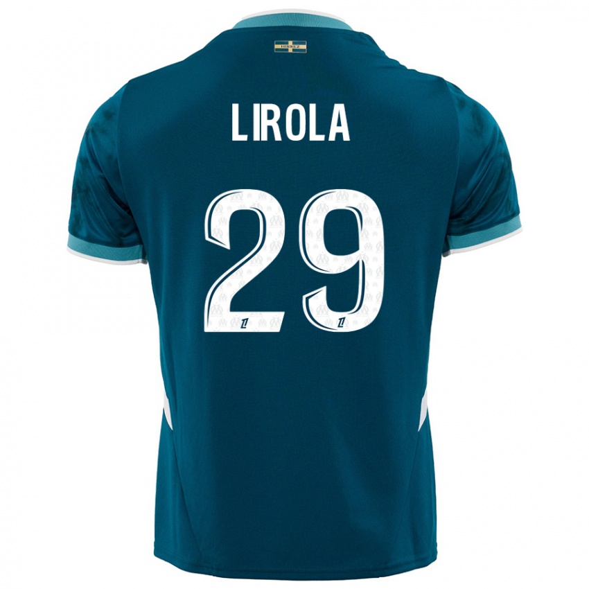 Enfant Maillot Pol Lirola #29 Turquoise Bleu Tenues Extérieur 2024/25 T-Shirt Belgique