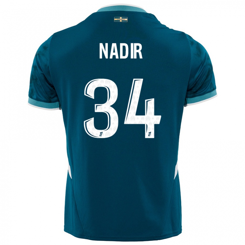 Kinderen Bilal Nadir #34 Turkoois Blauw Uitshirt Uittenue 2024/25 T-Shirt België