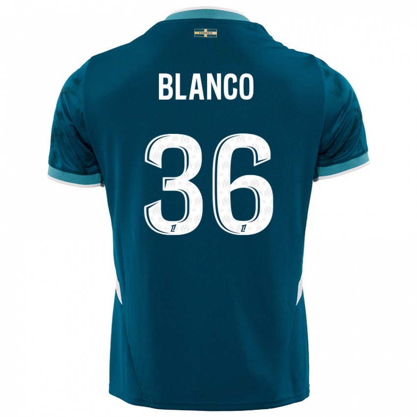 Enfant Maillot Ruben Blanco #36 Turquoise Bleu Tenues Extérieur 2024/25 T-Shirt Belgique