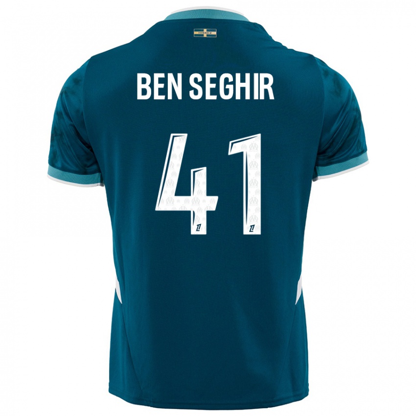 Enfant Maillot Salim Ben Seghir #41 Turquoise Bleu Tenues Extérieur 2024/25 T-Shirt Belgique