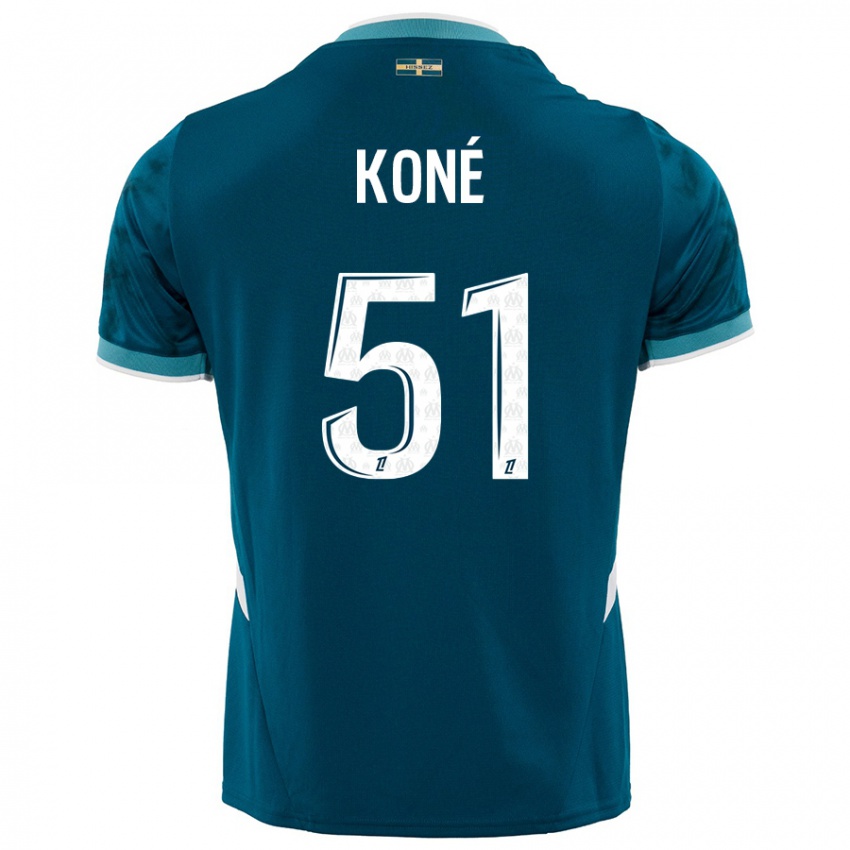 Enfant Maillot Ismaël Koné #51 Turquoise Bleu Tenues Extérieur 2024/25 T-Shirt Belgique