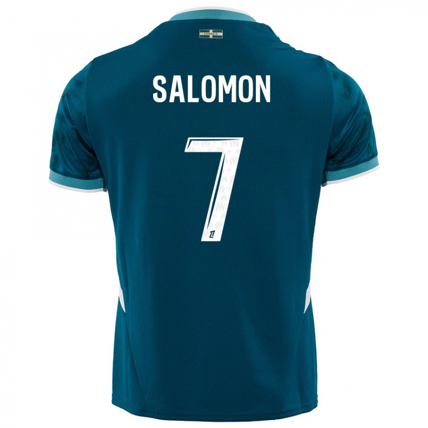 Enfant Maillot Maëva Salomon #7 Turquoise Bleu Tenues Extérieur 2024/25 T-Shirt Belgique