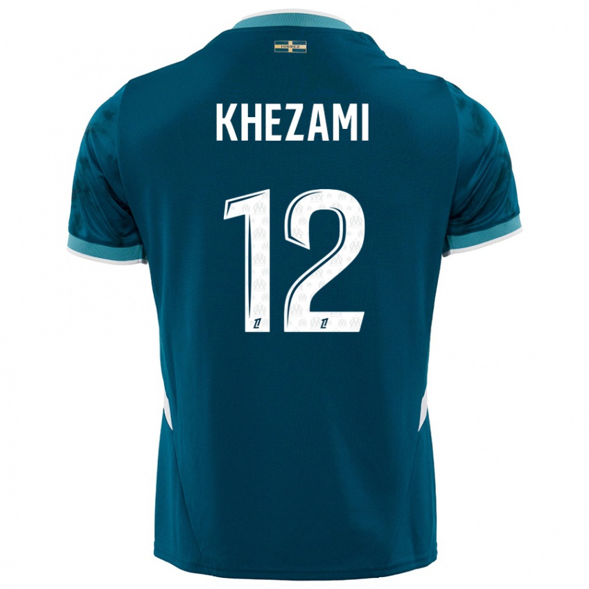 Enfant Maillot Roselène Khezami #12 Turquoise Bleu Tenues Extérieur 2024/25 T-Shirt Belgique