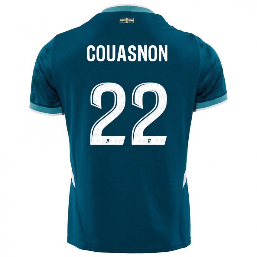 Enfant Maillot Roxane Couasnon #22 Turquoise Bleu Tenues Extérieur 2024/25 T-Shirt Belgique