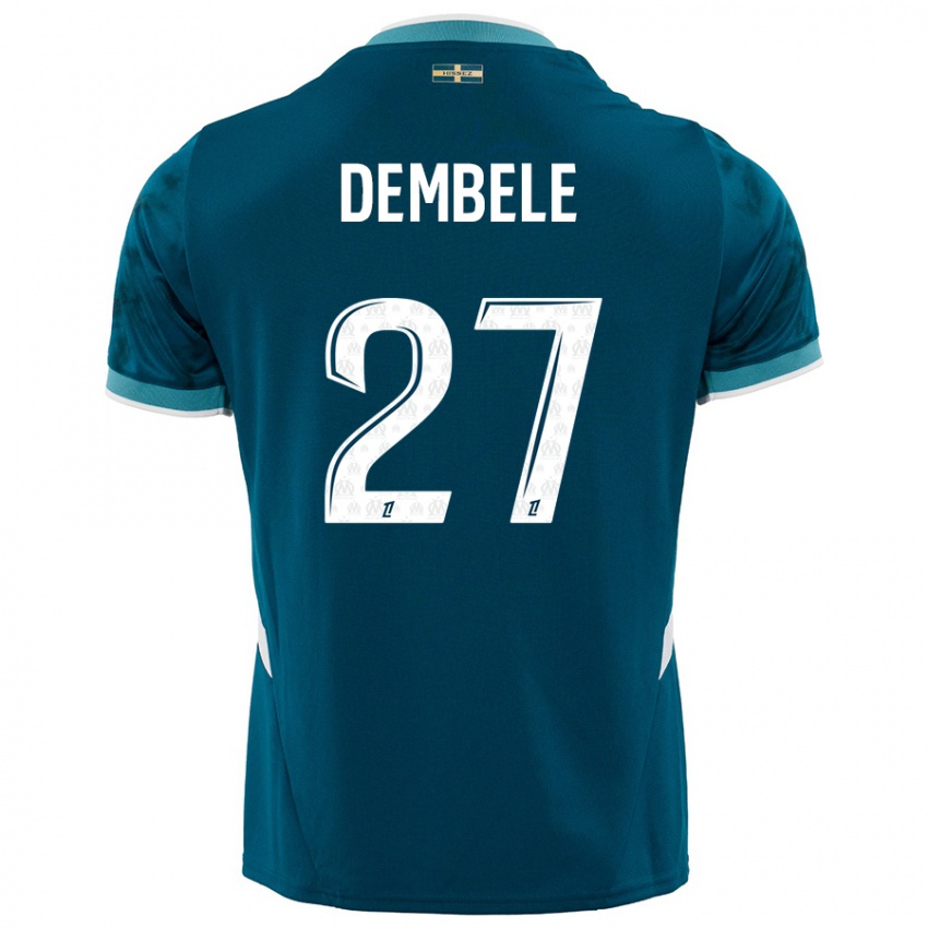 Enfant Maillot Coumba Dembélé #27 Turquoise Bleu Tenues Extérieur 2024/25 T-Shirt Belgique