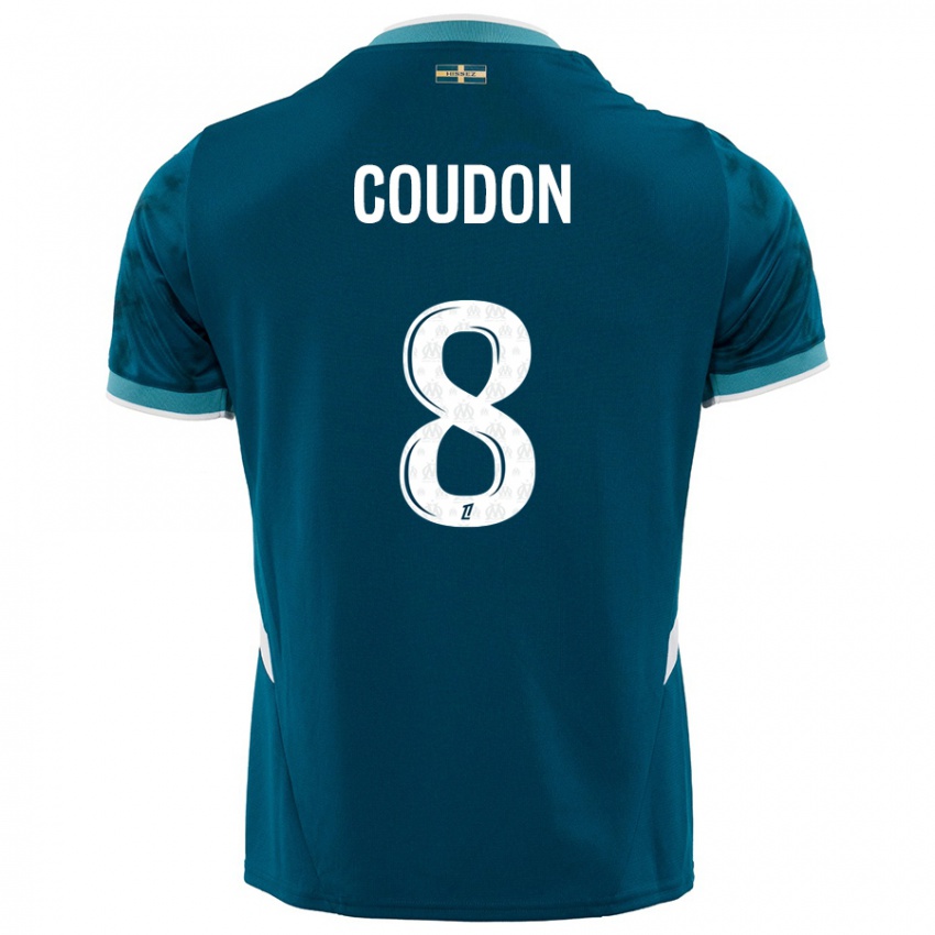 Enfant Maillot Marine Coudon #8 Turquoise Bleu Tenues Extérieur 2024/25 T-Shirt Belgique