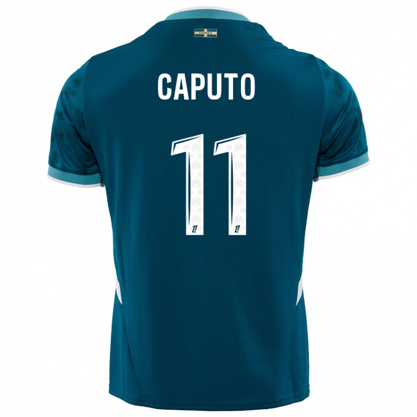 Enfant Maillot Cindy Caputo #11 Turquoise Bleu Tenues Extérieur 2024/25 T-Shirt Belgique