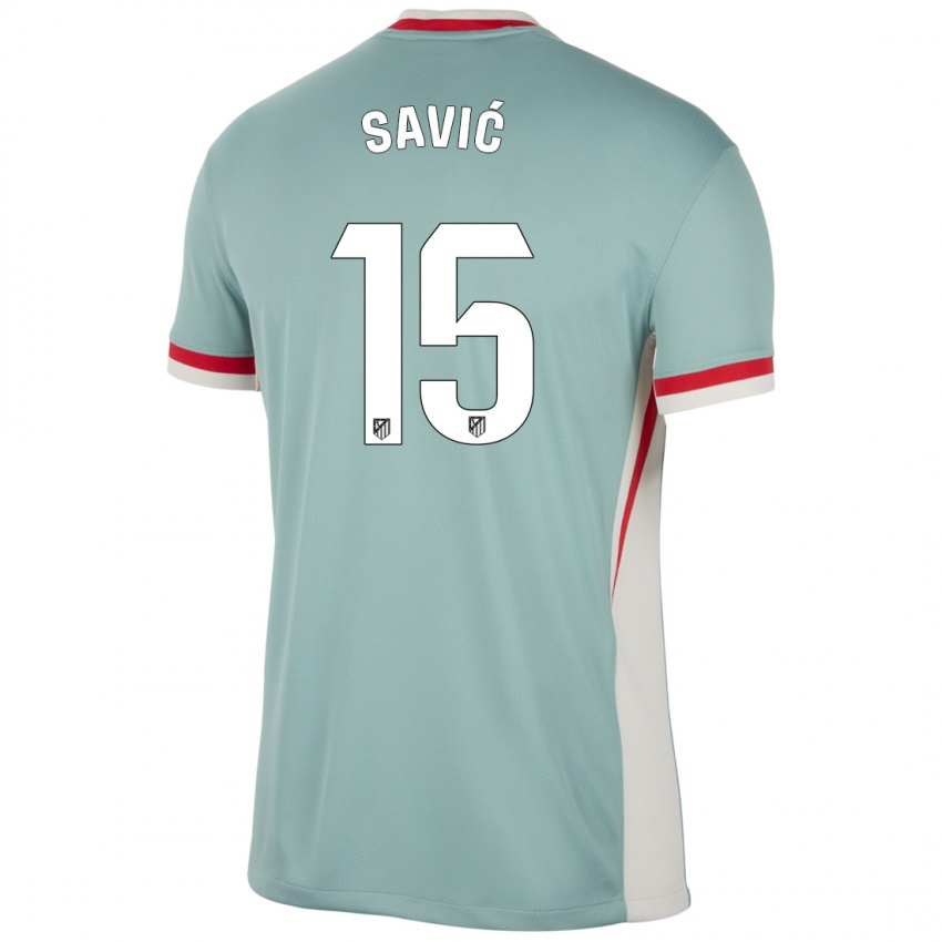 Kinder Stefan Savic #15 Hellbeige Blau Auswärtstrikot Trikot 2024/25 T-Shirt Belgien