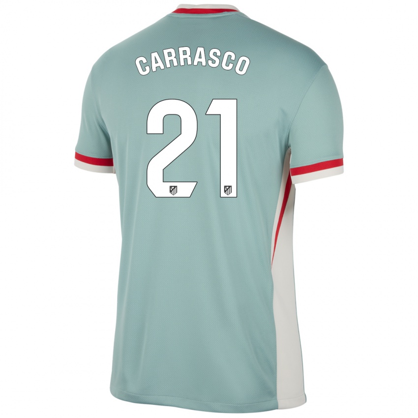 Kinder Yannick Carrasco #21 Hellbeige Blau Auswärtstrikot Trikot 2024/25 T-Shirt Belgien