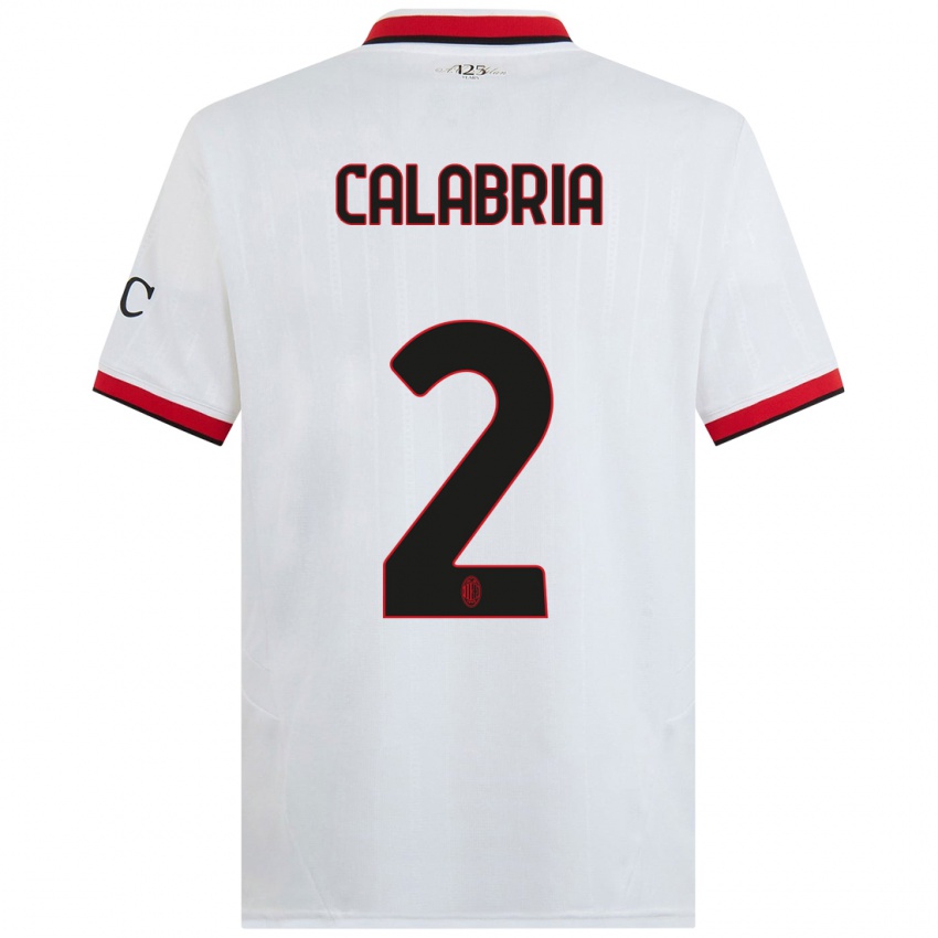 Kinderen Davide Calabria #2 Wit Zwart Rood Uitshirt Uittenue 2024/25 T-Shirt België