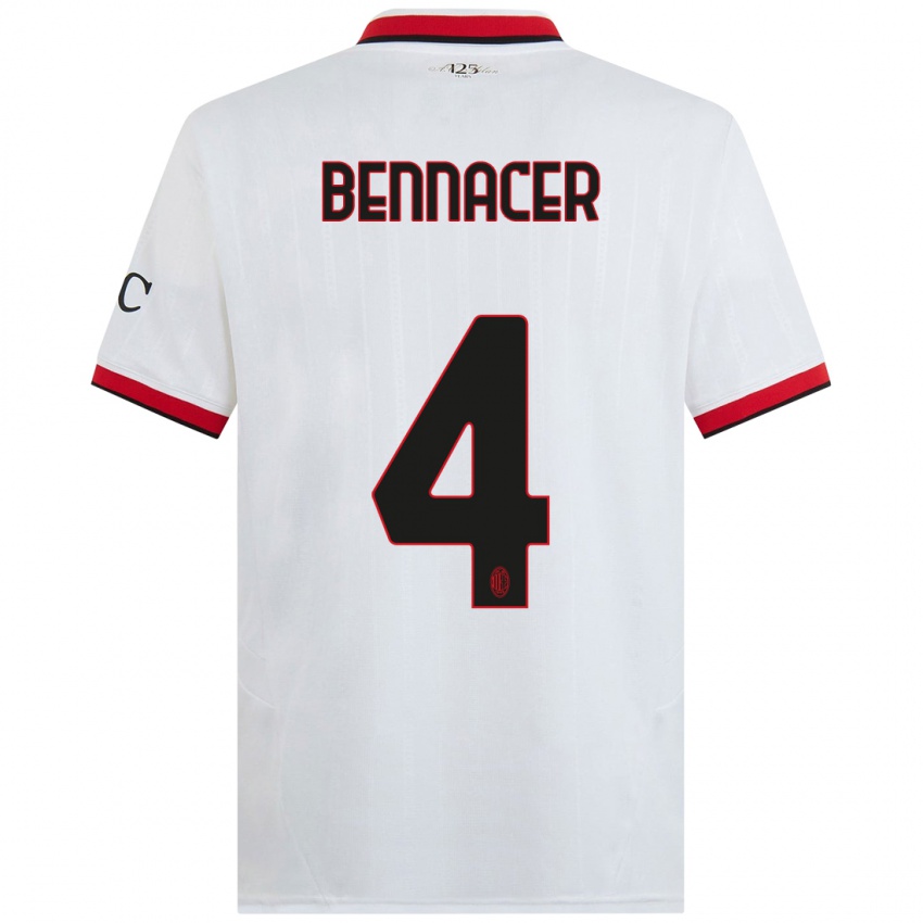 Kinderen Ismael Bennacer #4 Wit Zwart Rood Uitshirt Uittenue 2024/25 T-Shirt België