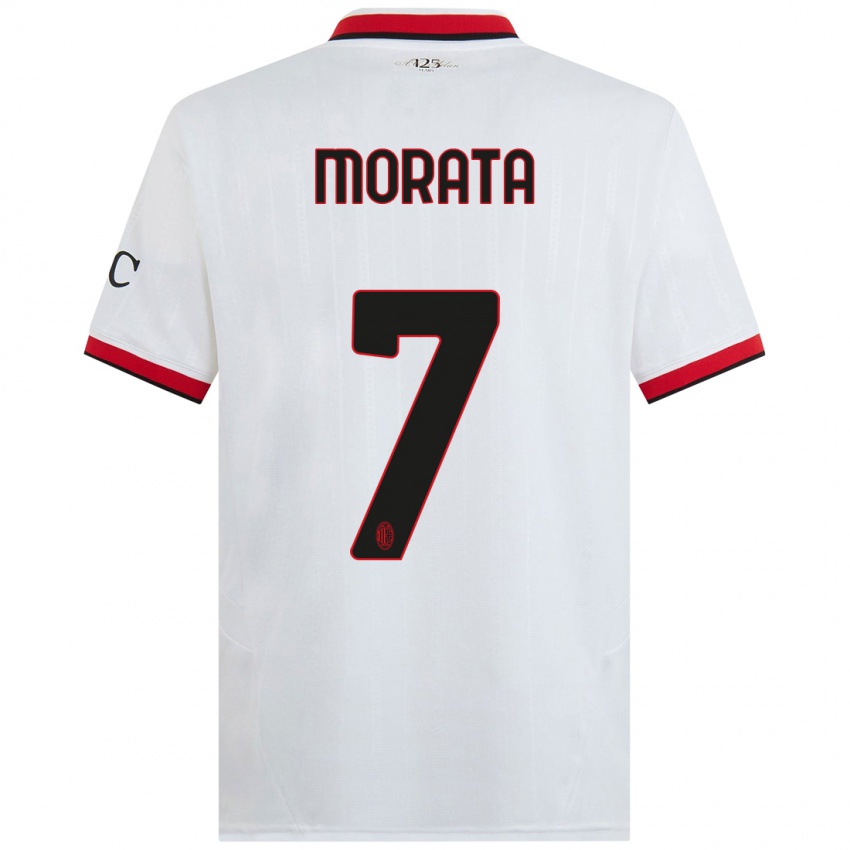 Kinder Alvaro Morata 7 WeiB Schwarz Rot Auswartstrikot Trikot 2024 25 T Shirt Belgien