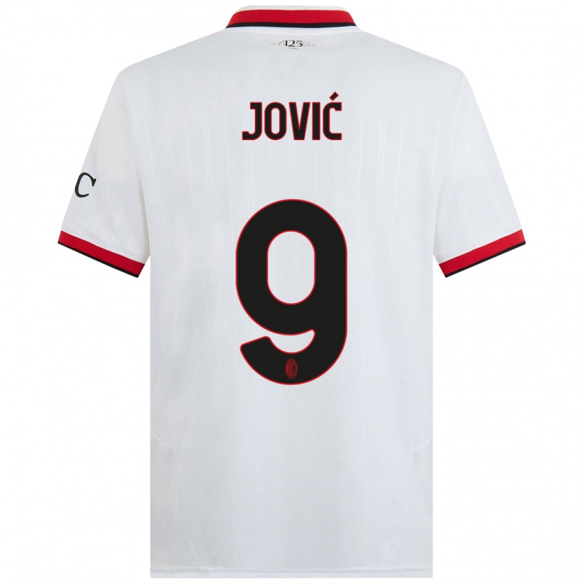 Kinder Luka Jovic #9 Weiß Schwarz Rot Auswärtstrikot Trikot 2024/25 T-Shirt Belgien