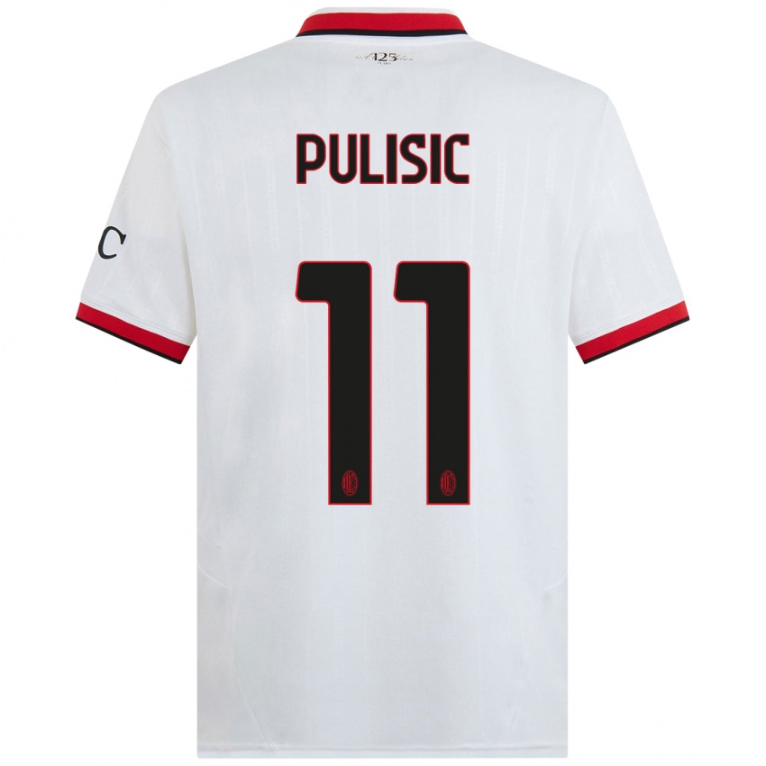 Kinderen Christian Pulisic #11 Wit Zwart Rood Uitshirt Uittenue 2024/25 T-Shirt België