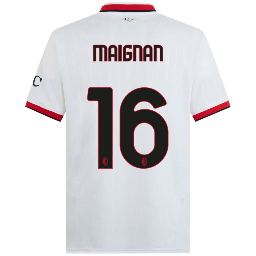 Kinderen Mike Maignan #16 Wit Zwart Rood Uitshirt Uittenue 2024/25 T-Shirt België