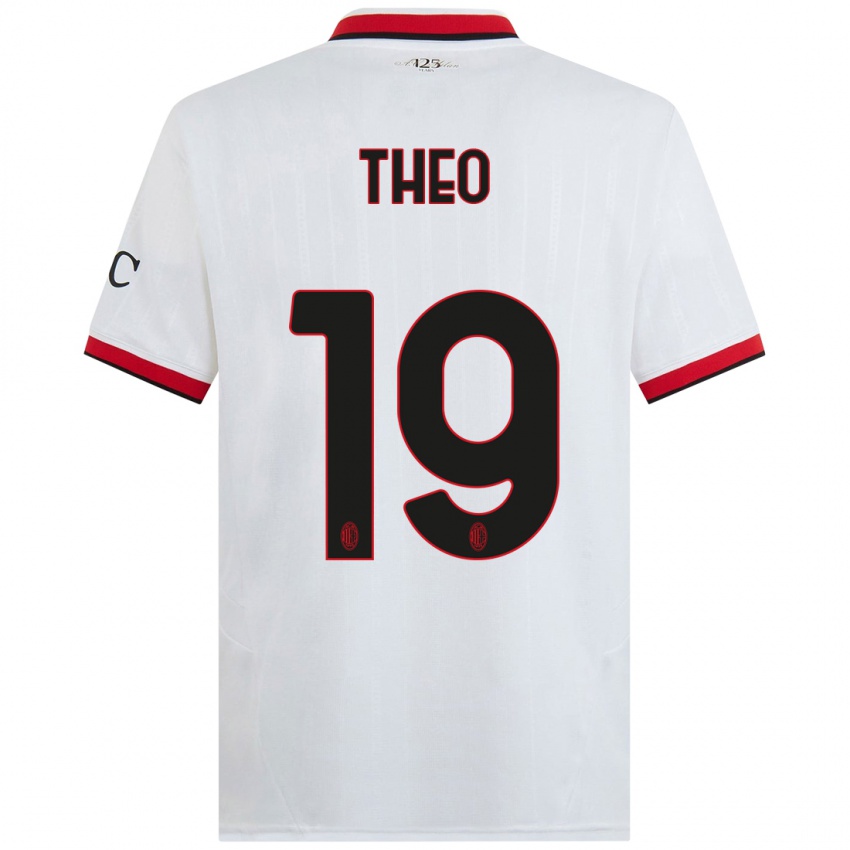 Kinderen Theo Hernandez #19 Wit Zwart Rood Uitshirt Uittenue 2024/25 T-Shirt België