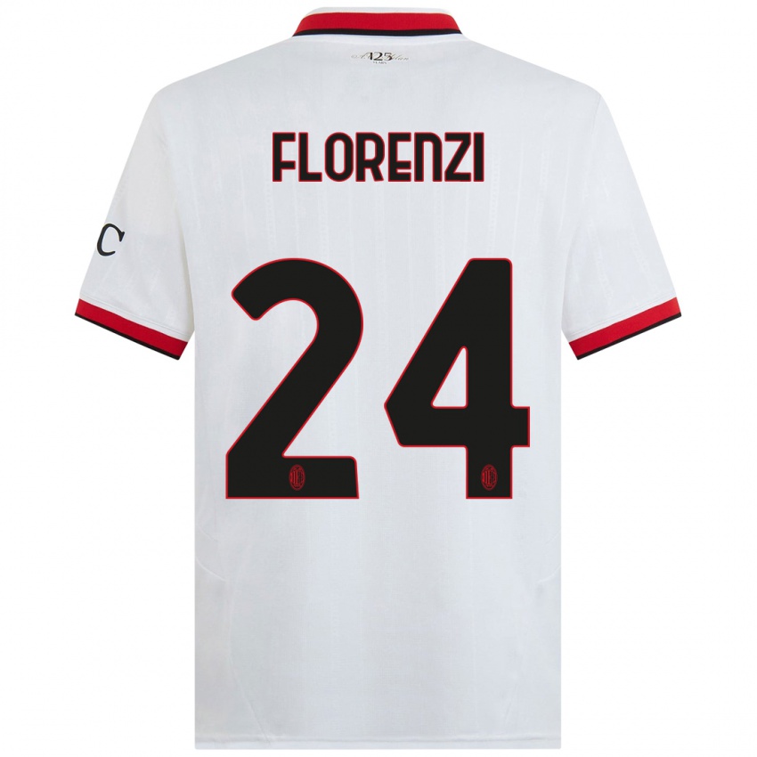 Kinderen Alessandro Florenzi #24 Wit Zwart Rood Uitshirt Uittenue 2024/25 T-Shirt België