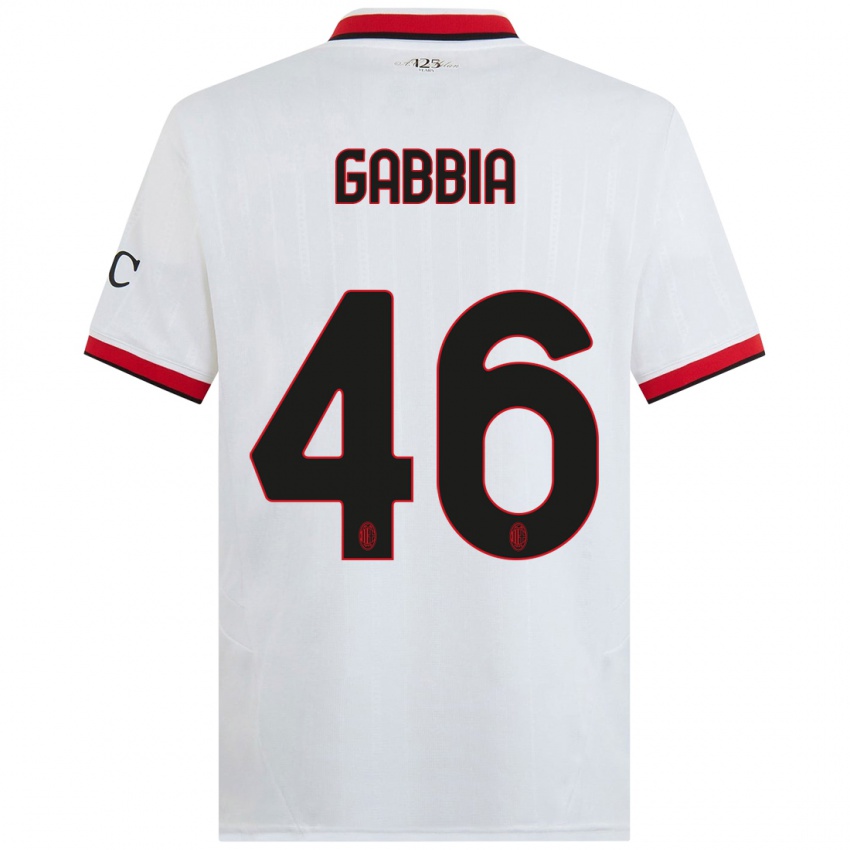 Kinderen Matteo Gabbia #46 Wit Zwart Rood Uitshirt Uittenue 2024/25 T-Shirt België