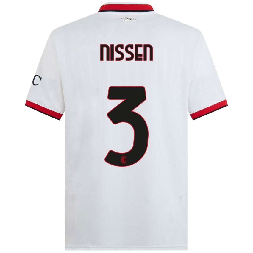 Kinderen Fredrik Nissen #3 Wit Zwart Rood Uitshirt Uittenue 2024/25 T-Shirt België