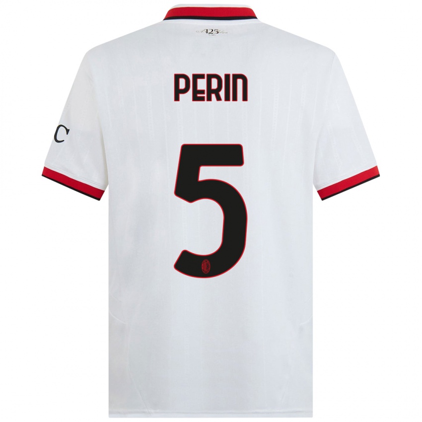 Kinderen Ernesto Perin #5 Wit Zwart Rood Uitshirt Uittenue 2024/25 T-Shirt België