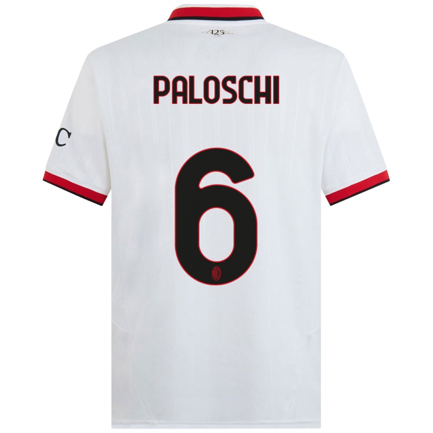 Kinderen Dorian Paloschi #6 Wit Zwart Rood Uitshirt Uittenue 2024/25 T-Shirt België