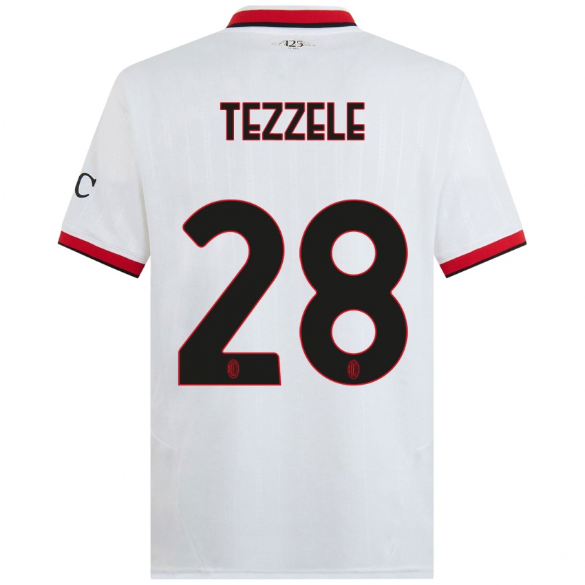 Kinderen Matteo Tezzele #28 Wit Zwart Rood Uitshirt Uittenue 2024/25 T-Shirt België