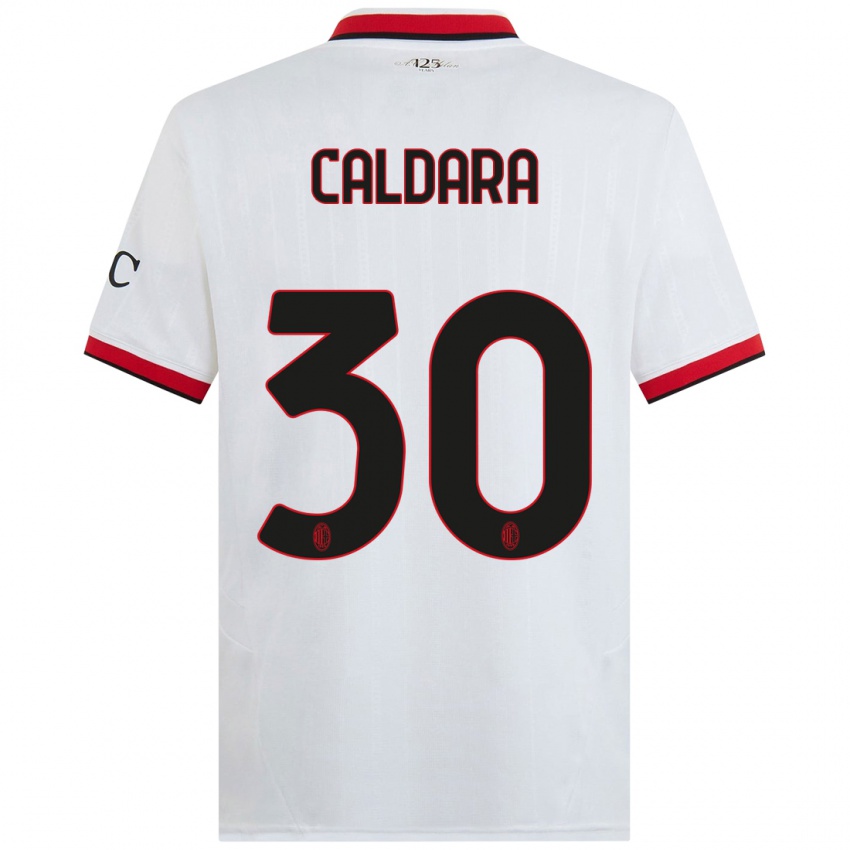 Kinderen Mattia Caldara #30 Wit Zwart Rood Uitshirt Uittenue 2024/25 T-Shirt België