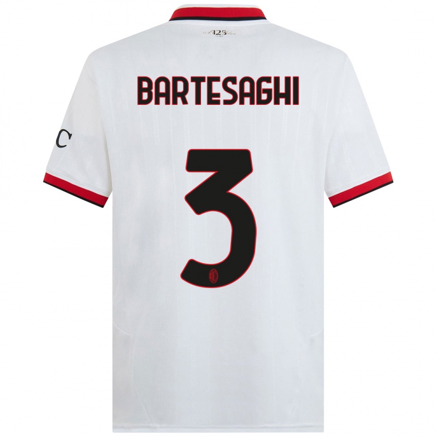 Kinderen Davide Bartesaghi #3 Wit Zwart Rood Uitshirt Uittenue 2024/25 T-Shirt België