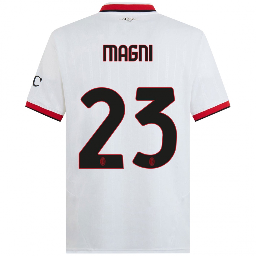 Kinderen Vittorio Magni #23 Wit Zwart Rood Uitshirt Uittenue 2024/25 T-Shirt België