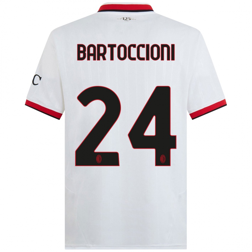 Kinderen Andrea Bartoccioni #24 Wit Zwart Rood Uitshirt Uittenue 2024/25 T-Shirt België