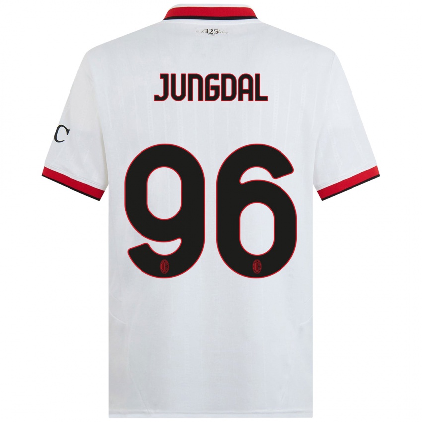 Kinderen Andreas Jungdal #96 Wit Zwart Rood Uitshirt Uittenue 2024/25 T-Shirt België