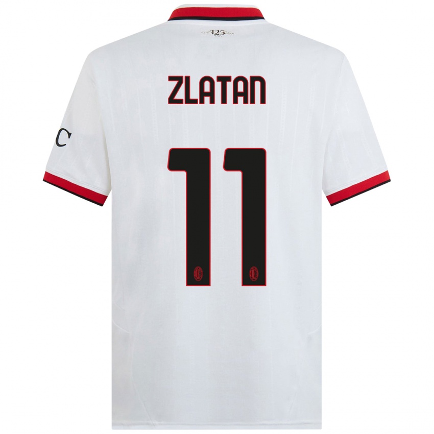 Kinderen Zlatan Ibrahimovic #11 Wit Zwart Rood Uitshirt Uittenue 2024/25 T-Shirt België