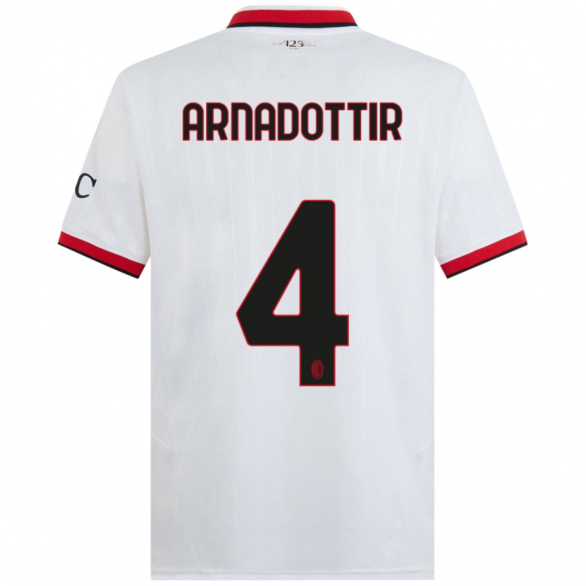 Kinderen Guony Arnadottir #4 Wit Zwart Rood Uitshirt Uittenue 2024/25 T-Shirt België