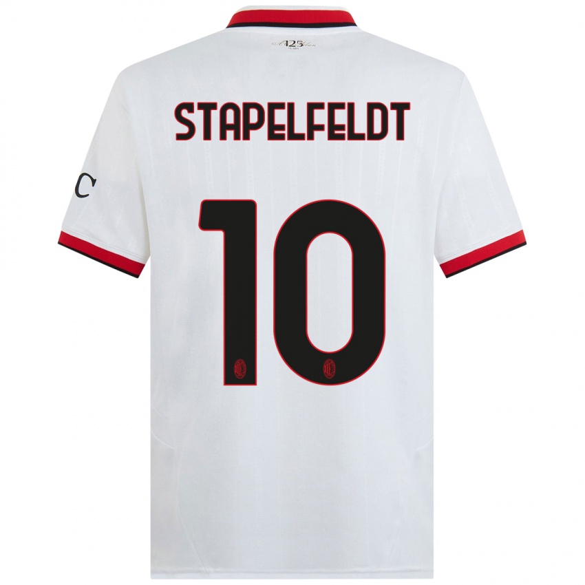 Kinderen Nina Stapelfeldt #10 Wit Zwart Rood Uitshirt Uittenue 2024/25 T-Shirt België