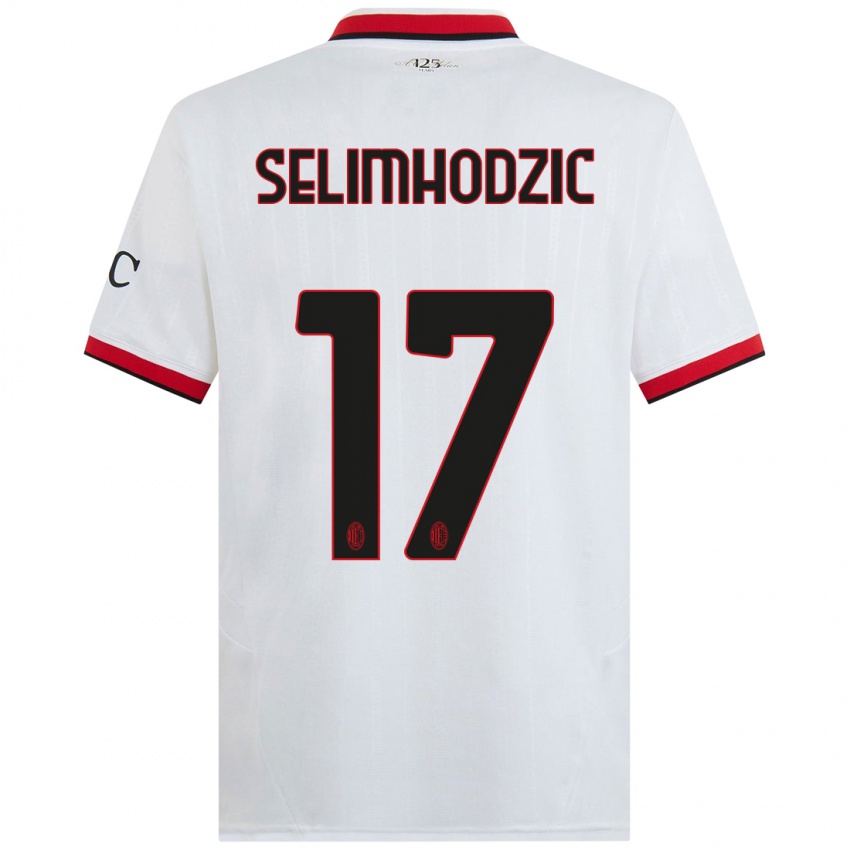 Kinderen Noa Selimhodzic #17 Wit Zwart Rood Uitshirt Uittenue 2024/25 T-Shirt België