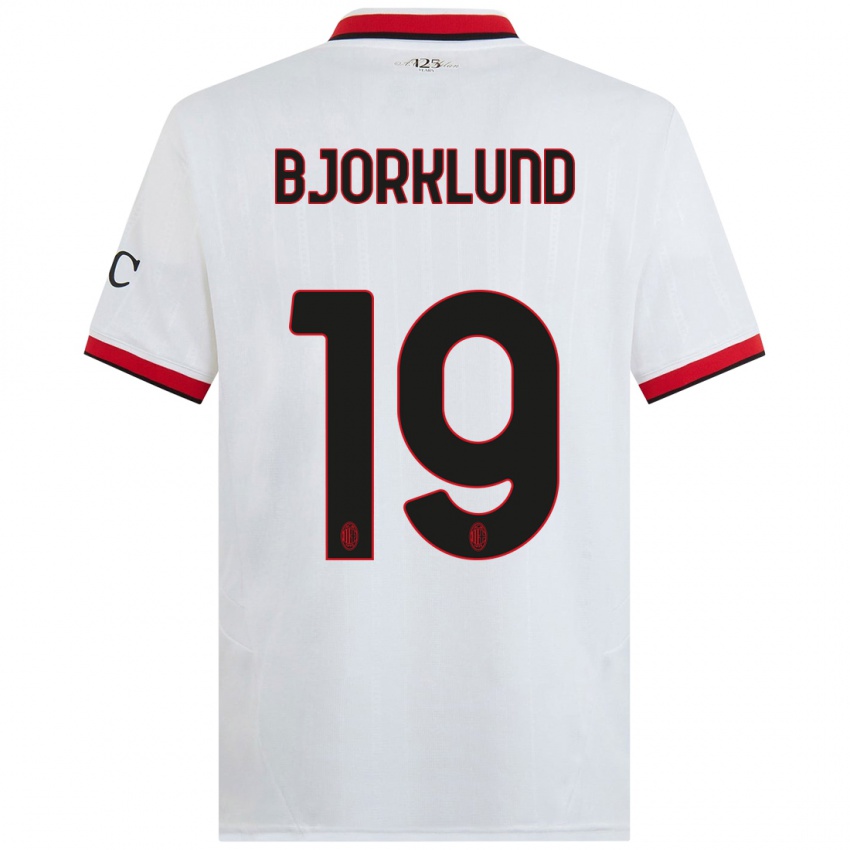 Kinderen Lukas Bjorklund #19 Wit Zwart Rood Uitshirt Uittenue 2024/25 T-Shirt België