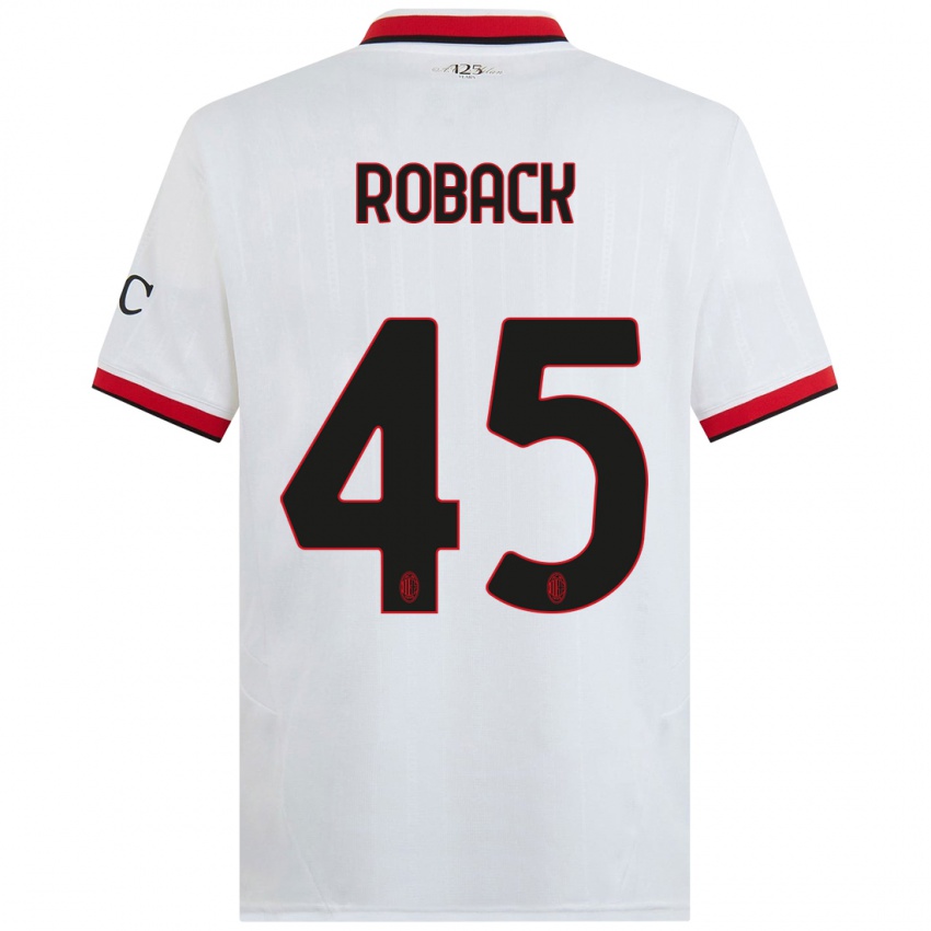 Kinderen Emil Roback #45 Wit Zwart Rood Uitshirt Uittenue 2024/25 T-Shirt België