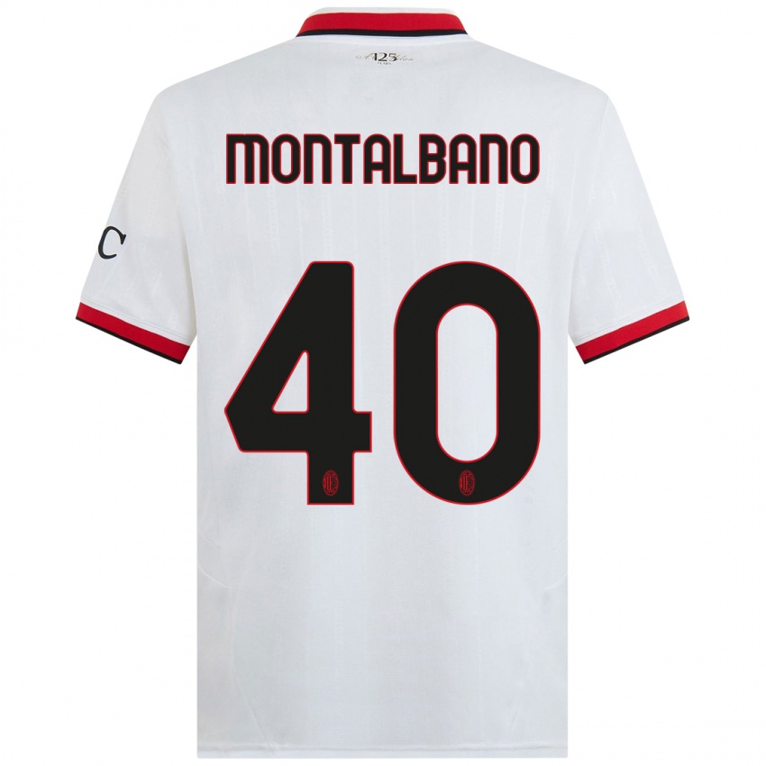 Kinder Nicolo Montalbano #40 Weiß Schwarz Rot Auswärtstrikot Trikot 2024/25 T-Shirt Belgien