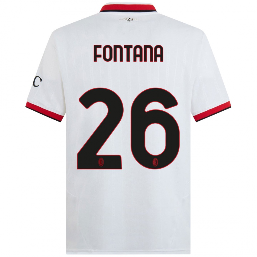 Kinderen Francesco Fontana #26 Wit Zwart Rood Uitshirt Uittenue 2024/25 T-Shirt België