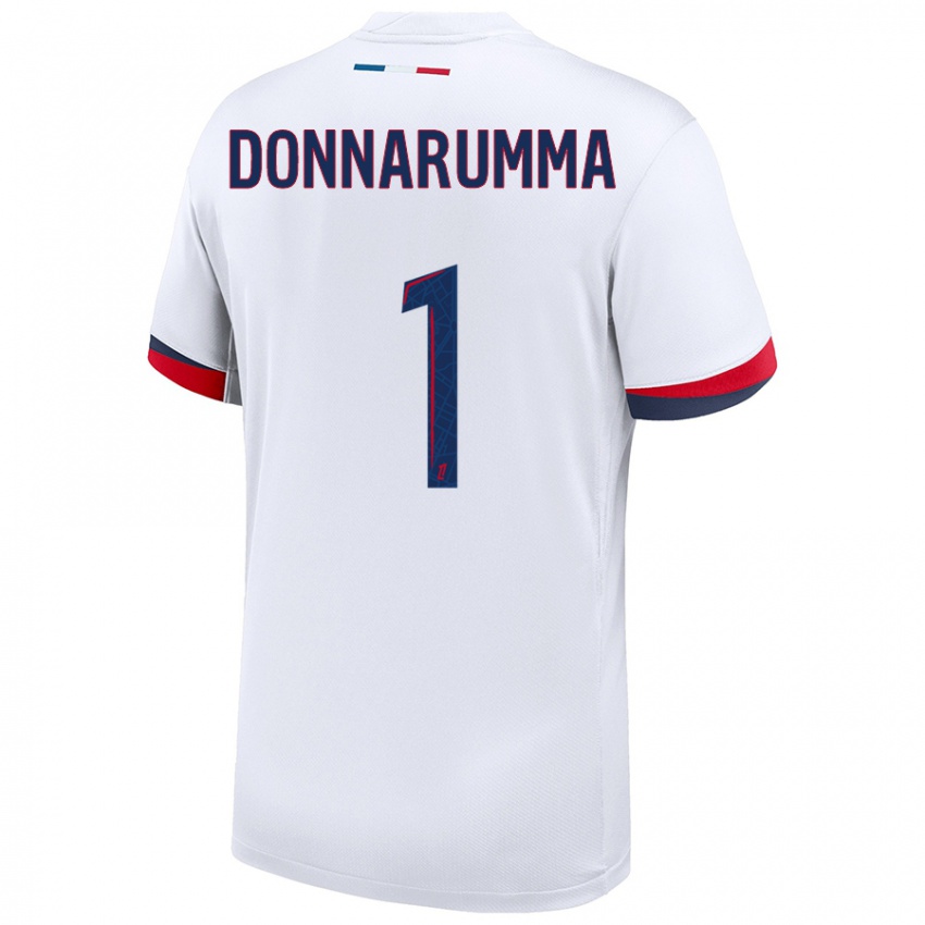 Kinderen Gianluigi Donnarumma #1 Wit Blauw Rood Uitshirt Uittenue 2024/25 T-Shirt België