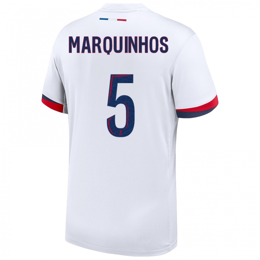 Kinderen Marquinhos #5 Wit Blauw Rood Uitshirt Uittenue 2024/25 T-Shirt België