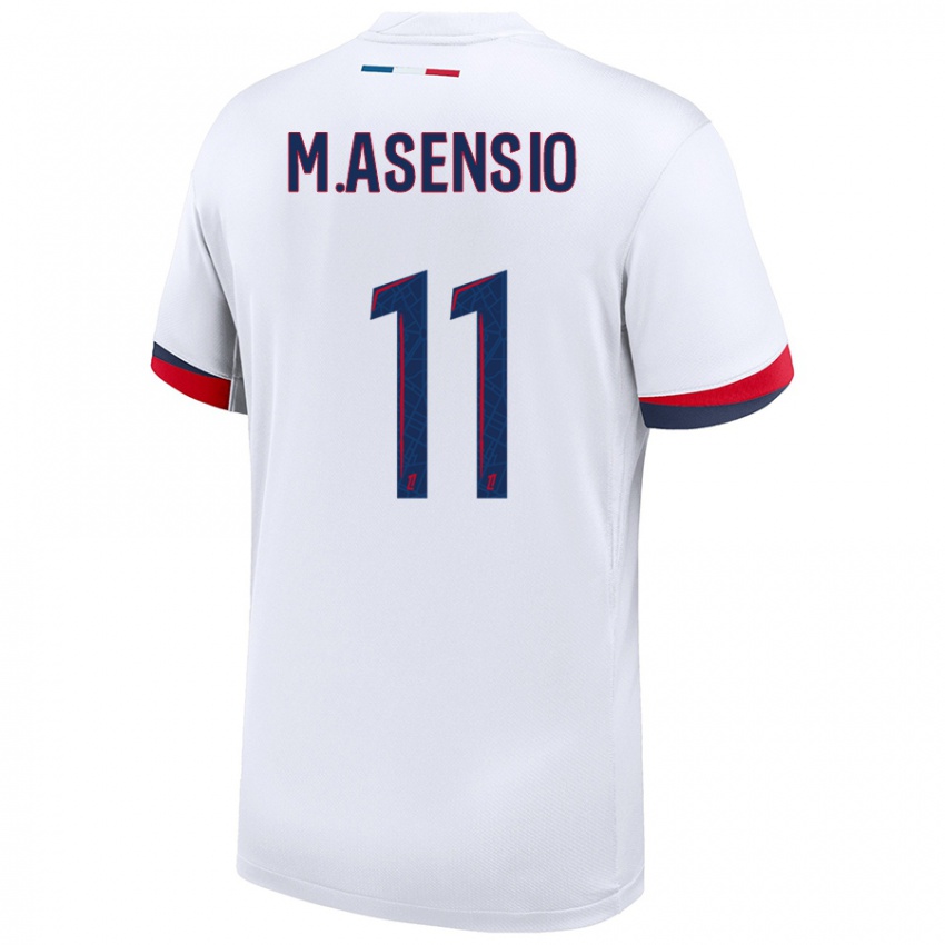 Kinderen Marco Asensio #11 Wit Blauw Rood Uitshirt Uittenue 2024/25 T-Shirt België