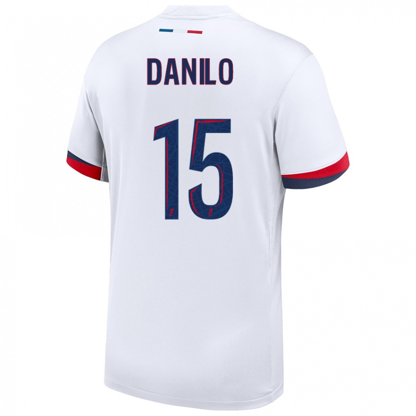 Enfant Maillot Danilo Pereira #15 Blanc Bleu Rouge Tenues Extérieur 2024/25 T-Shirt Belgique