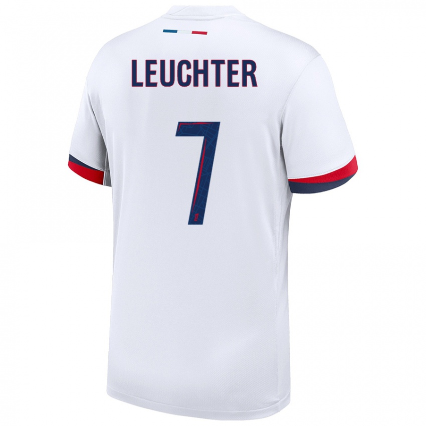 Enfant Maillot Romée Leuchter #7 Blanc Bleu Rouge Tenues Extérieur 2024/25 T-Shirt Belgique