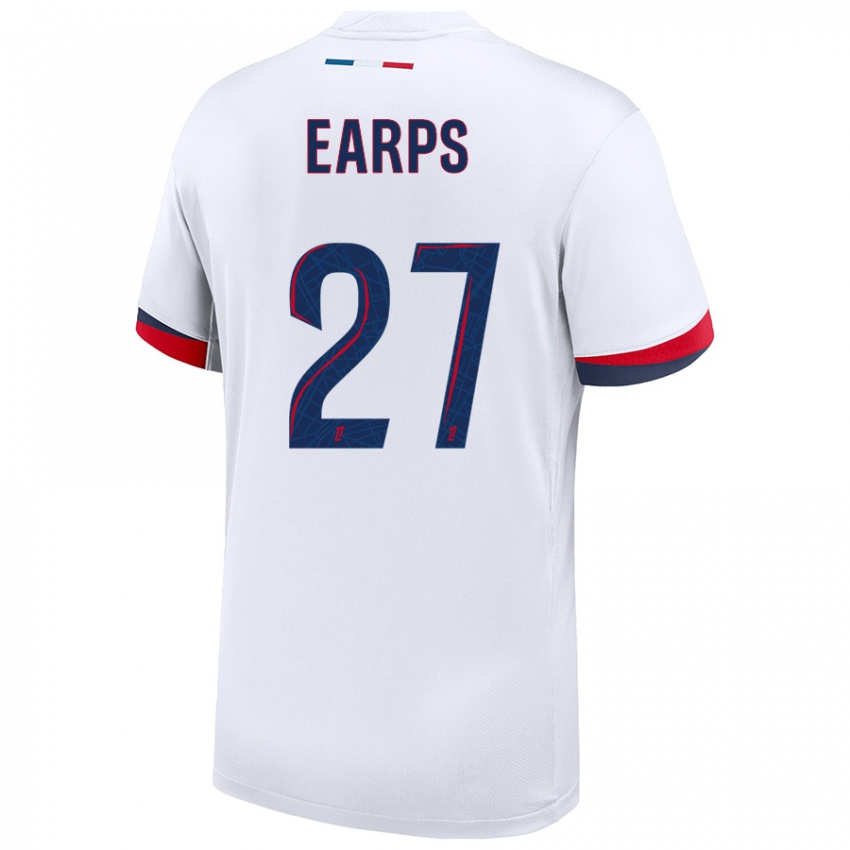 Enfant Maillot Mary Earps #27 Blanc Bleu Rouge Tenues Extérieur 2024/25 T-Shirt Belgique