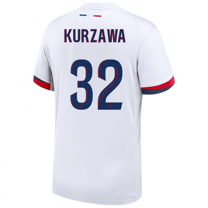 Kinderen Layvin Kurzawa #32 Wit Blauw Rood Uitshirt Uittenue 2024/25 T-Shirt België