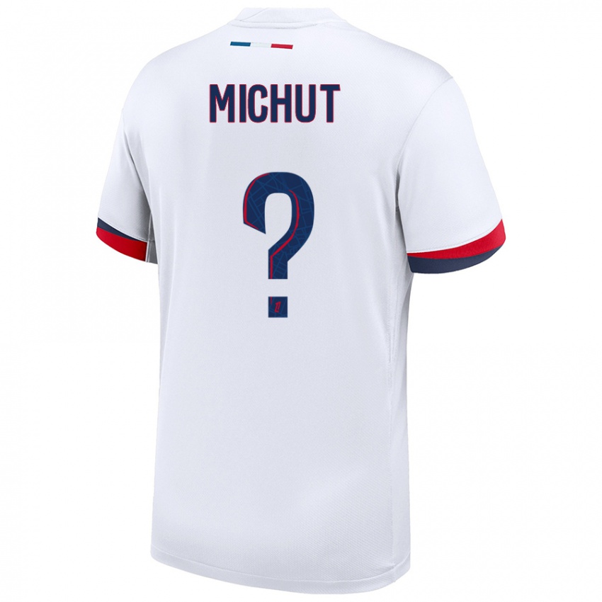 Enfant Maillot Etienne Michut #0 Blanc Bleu Rouge Tenues Extérieur 2024/25 T-Shirt Belgique