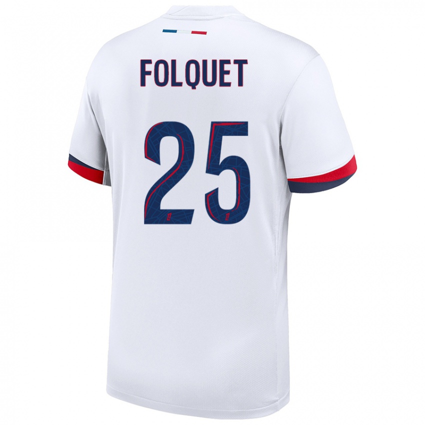 Enfant Maillot Magnaba Folquet #25 Blanc Bleu Rouge Tenues Extérieur 2024/25 T-Shirt Belgique