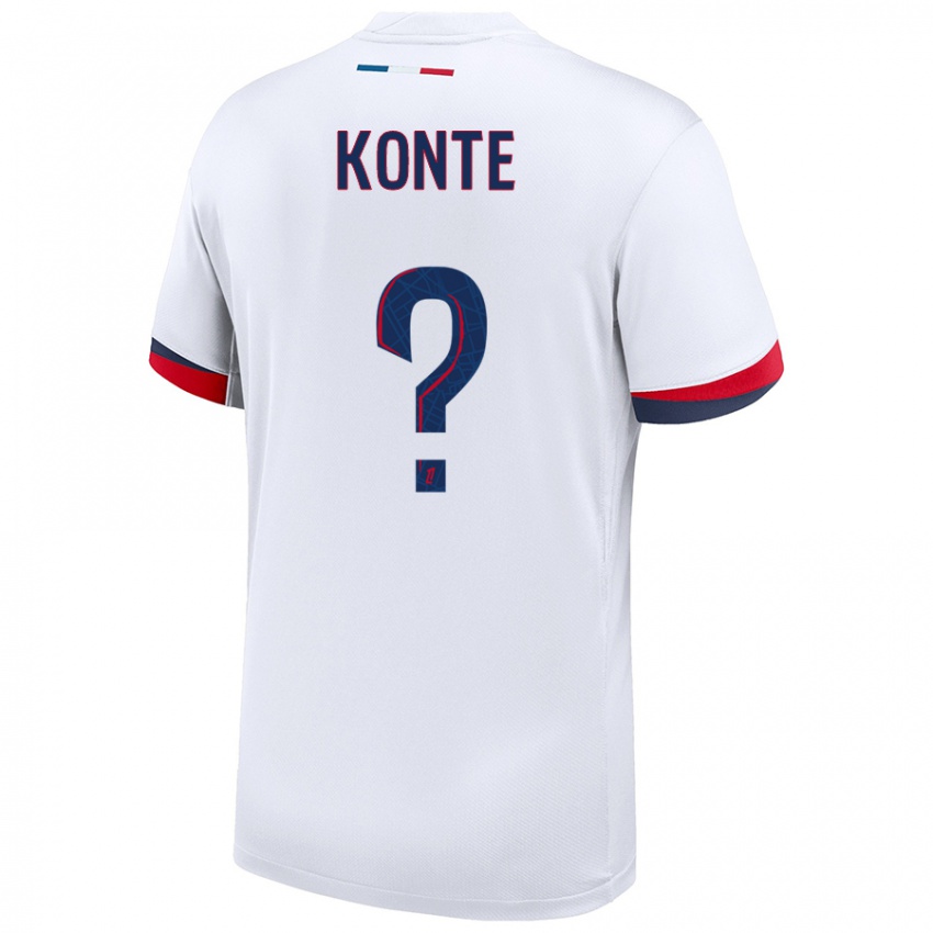 Enfant Maillot Maeta Konte #0 Blanc Bleu Rouge Tenues Extérieur 2024/25 T-Shirt Belgique