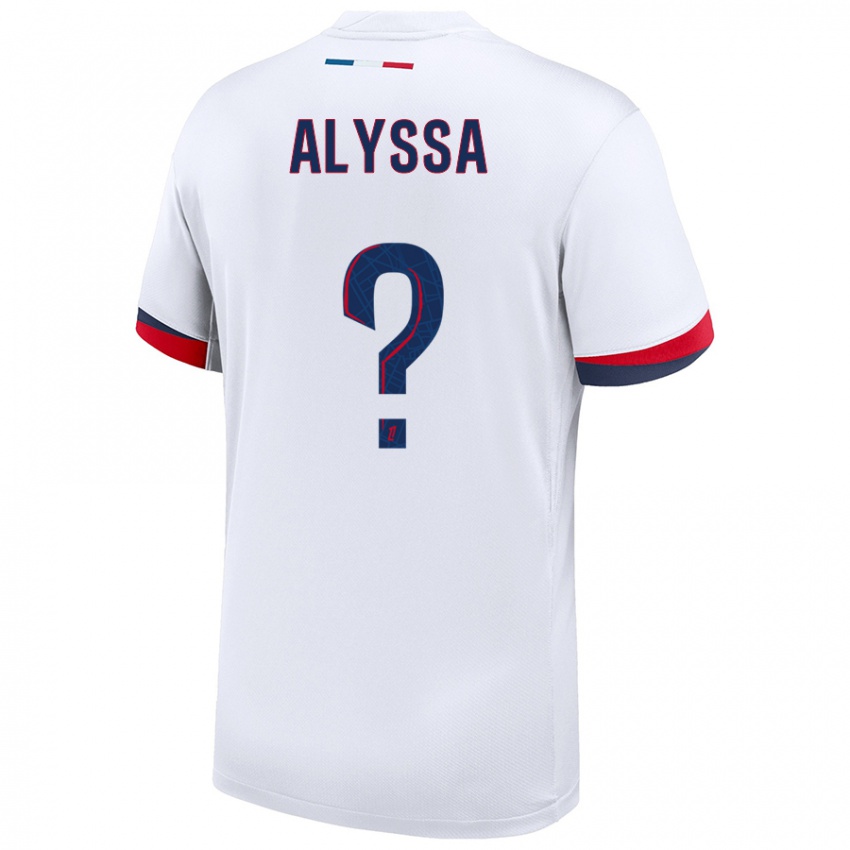 Enfant Maillot Alyssa Fernandes #0 Blanc Bleu Rouge Tenues Extérieur 2024/25 T-Shirt Belgique